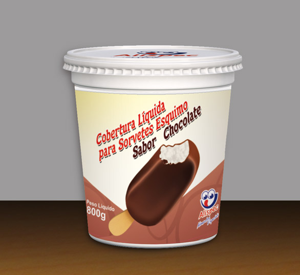 Embalagem de Cobertura Líquida para Sorvetes Esquimo Sabor Chocolate