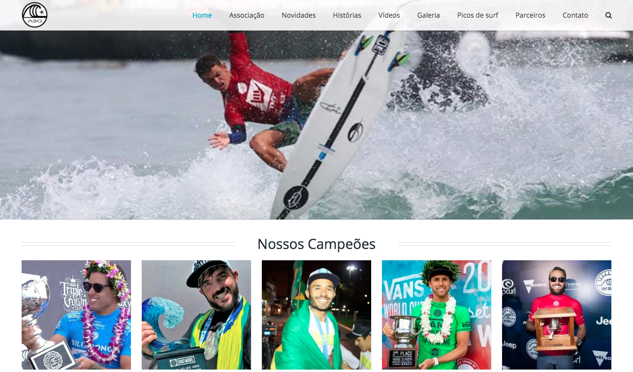Site da Associação de Surf do Guarujá